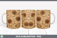 Wood Burned Daisy Flowers Mug Wrap | Sublimation Coffee Cup Product Image 3