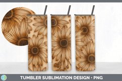 Wood Burned Daisy Flowers Tumbler | Sublimation 20 oz Skinny Product Image 3