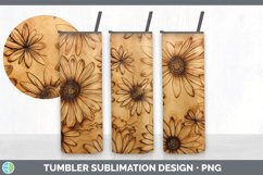 Wood Burned Daisy Flowers Tumbler | Sublimation 20 oz Skinny Product Image 4