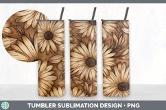 Wood Burned Daisy Flowers Tumbler | Sublimation 20 oz Skinny Product Image 5