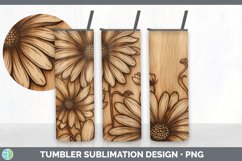 Wood Burned Daisy Flowers Tumbler | Sublimation 20 oz Skinny Product Image 6