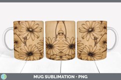 Wood Burned Daisy Flowers Mug Wrap | Sublimation Coffee Cup Product Image 7