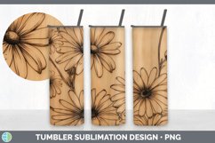 Wood Burned Daisy Flowers Tumbler | Sublimation 20 oz Skinny Product Image 7