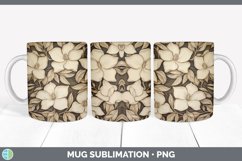 Wood Burned Gardenia Flowers Mug Wrap | Sublimation Coffee C Product Image 1