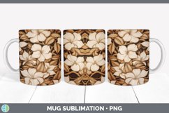 Wood Burned Gardenia Flowers Mug Wrap | Sublimation Coffee C Product Image 3