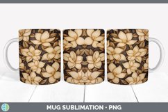 Wood Burned Gardenia Flowers Mug Wrap | Sublimation Coffee C Product Image 4