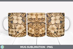 Wood Burned Gardenia Flowers Mug Wrap | Sublimation Coffee C Product Image 6