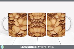 Wood Burned Gardenia Flowers Mug Wrap | Sublimation Coffee C Product Image 7