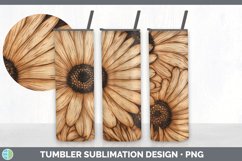 Wood Burned Gerbera Daisy Flowers Tumbler | Sublimation 20 o Product Image 2