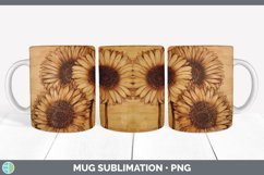 Wood Burned Gerbera Daisy Flowers Mug Wrap | Sublimation Cof Product Image 3