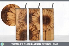 Wood Burned Gerbera Daisy Flowers Tumbler | Sublimation 20 o Product Image 3