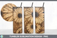 Wood Burned Gerbera Daisy Flowers Tumbler | Sublimation 20 o Product Image 4