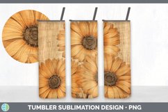 Wood Burned Gerbera Daisy Flowers Tumbler | Sublimation 20 o Product Image 5