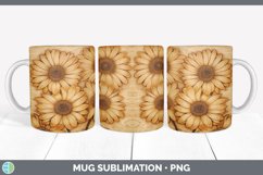 Wood Burned Gerbera Daisy Flowers Mug Wrap | Sublimation Cof Product Image 6