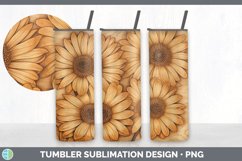Wood Burned Gerbera Daisy Flowers Tumbler | Sublimation 20 o Product Image 6