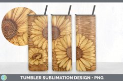 Wood Burned Gerbera Daisy Flowers Tumbler | Sublimation 20 o Product Image 7