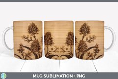Wood Burned Hyacinth Flowers Mug Wrap | Sublimation Coffee C Product Image 2
