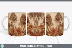 Wood Burned Hyacinth Flowers Mug Wrap | Sublimation Coffee C Product Image 5