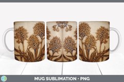 Wood Burned Hyacinth Flowers Mug Wrap | Sublimation Coffee C Product Image 6