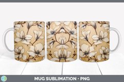 Wood Burned Magnolia Flowers Mug Wrap | Sublimation Coffee C Product Image 2