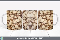 Wood Burned Magnolia Flowers Mug Wrap | Sublimation Coffee C Product Image 3