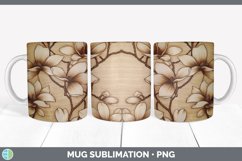 Wood Burned Magnolia Flowers Mug Wrap | Sublimation Coffee C Product Image 4