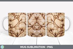 Wood Burned Magnolia Flowers Mug Wrap | Sublimation Coffee C Product Image 5