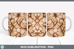 Wood Burned Magnolia Flowers Mug Wrap | Sublimation Coffee C Product Image 7