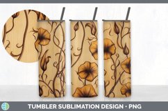 Wood Burned Morning Glory Flowers Tumbler | Sublimation 20 o Product Image 2