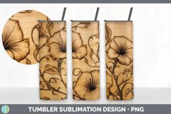 Wood Burned Morning Glory Flowers Tumbler | Sublimation 20 o Product Image 3