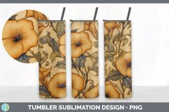 Wood Burned Morning Glory Flowers Tumbler | Sublimation 20 o Product Image 5