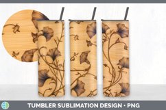 Wood Burned Morning Glory Flowers Tumbler | Sublimation 20 o Product Image 6