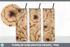 Wood Burned Morning Glory Flowers Tumbler | Sublimation 20 o Product Image 7