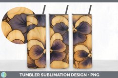 Wood Burned Pansy Flowers Tumbler | Sublimation 20 oz Skinny Product Image 3