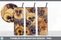Wood Burned Pansy Flowers Tumbler | Sublimation 20 oz Skinny Product Image 6
