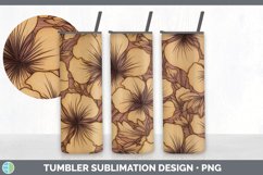 Wood Burned Petunia Flowers Tumbler | Sublimation 20 oz Skin Product Image 2