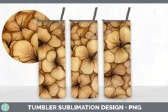 Wood Burned Petunia Flowers Tumbler | Sublimation 20 oz Skin Product Image 3