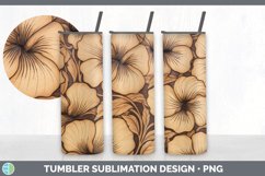 Wood Burned Petunia Flowers Tumbler | Sublimation 20 oz Skin Product Image 4