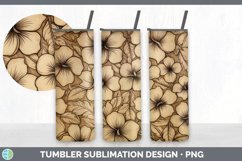 Wood Burned Petunia Flowers Tumbler | Sublimation 20 oz Skin Product Image 5