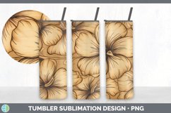 Wood Burned Petunia Flowers Tumbler | Sublimation 20 oz Skin Product Image 6