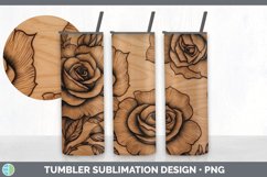Wood Burned Rose Flowers Tumbler | Sublimation 20 oz Skinny Product Image 2