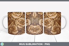 Wood Burned Rose Flowers Mug Wrap | Sublimation Coffee Cup D Product Image 3