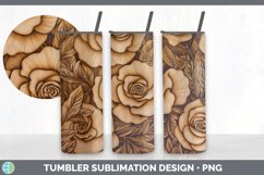 Wood Burned Rose Flowers Tumbler | Sublimation 20 oz Skinny Product Image 3