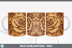 Wood Burned Rose Flowers Mug Wrap | Sublimation Coffee Cup D Product Image 4