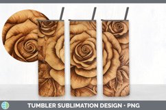 Wood Burned Rose Flowers Tumbler | Sublimation 20 oz Skinny Product Image 4