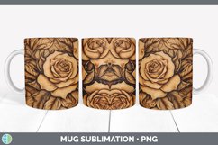 Wood Burned Rose Flowers Mug Wrap | Sublimation Coffee Cup D Product Image 5
