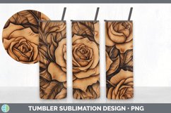 Wood Burned Rose Flowers Tumbler | Sublimation 20 oz Skinny Product Image 5