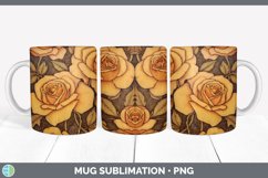 Wood Burned Rose Flowers Mug Wrap | Sublimation Coffee Cup D Product Image 6