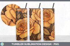 Wood Burned Rose Flowers Tumbler | Sublimation 20 oz Skinny Product Image 6