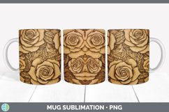 Wood Burned Rose Flowers Mug Wrap | Sublimation Coffee Cup D Product Image 7